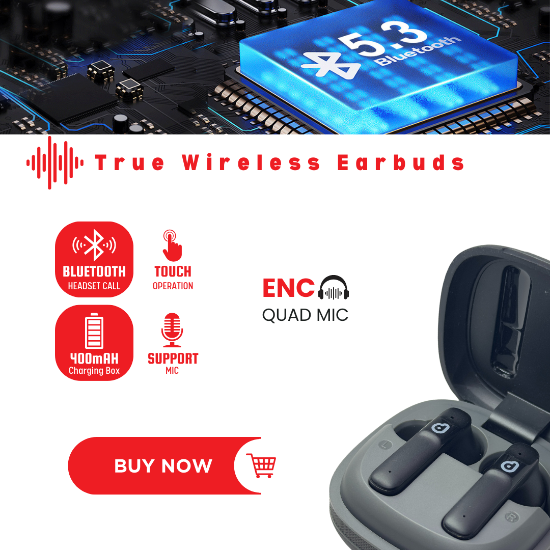 Daw-Link True Wireless Earbuds – Lollapalooza Pro | Bluetooth Version: 5.3 | ENC Quad Mic Technology | IPX Level 5 Water Resistance