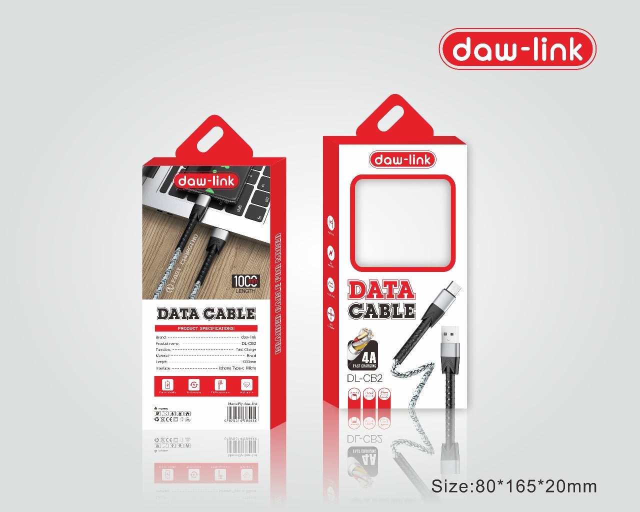 daw-link DL-CB2 4A Fast Charging Data Cable | 1 Meter Nylon Braided Wire | Type-C, Type-B | Super Fast Transmission | Anti-Knotted | High-Quality Copper Core | Super Compatible & Durable